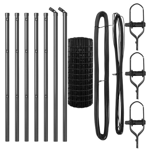 vidaXL Hegn med post Gr&aring; 0,4 x 10 m St&aring;l og PVC