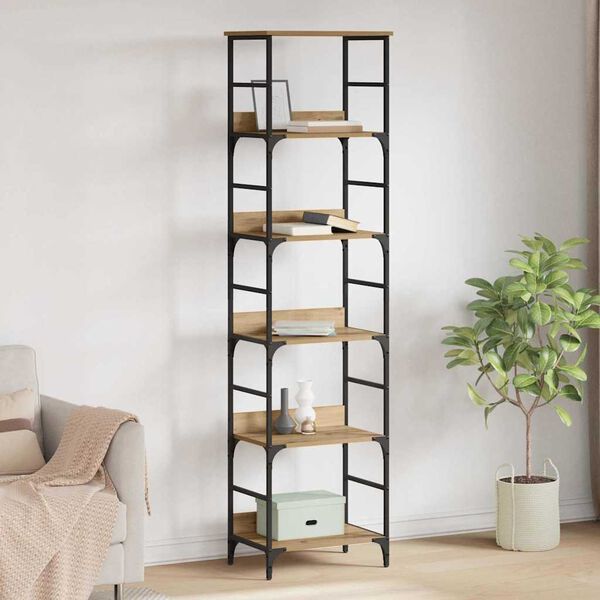 vidaXL Bogreol Artisan Egetr&aelig; 50 x 33 x 188,5 cm Konstrueret tr&aelig;