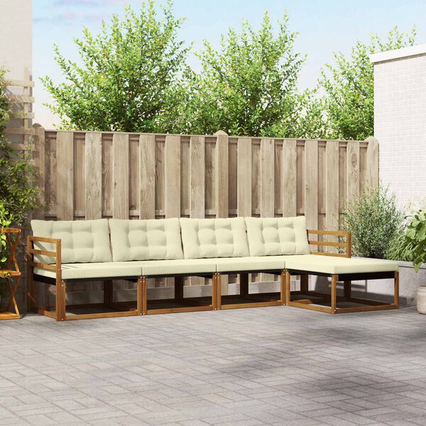 vidaXL Udend&oslash;rs sofagruppe med pude 5 pcs Naturlig og Fl&oslash;de