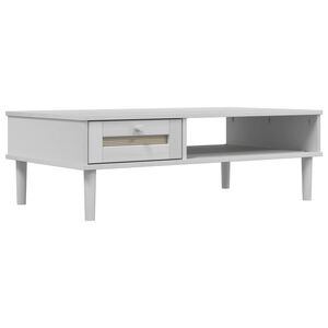 vidaXL sofabord SENJA 100x55x33 cm rattan-look massivt tr&aelig; hvid