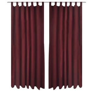 Gardiner i mikro-satin med l&oslash;kker 2 stk. 140 x 175 cm bordeaux-r&oslash;d