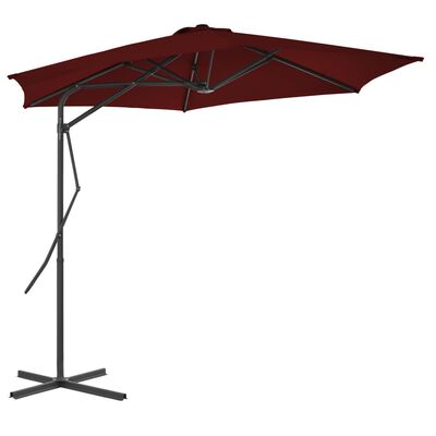 vidaXL parasol med stålstang 300x230 cm bordeauxfarvet