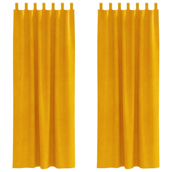 vidaXL M&oslash;rkl&aelig;gningsgardiner 2 pcs Sennepsgul 140 x 260 cm Fl&oslash;jl