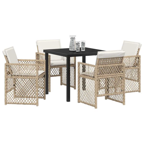 vidaXL Have Spisebordss&aelig;t 5 pcs Beige polyrattan