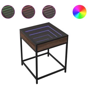 vidaXL sofabord med Infinity LED-lys 40x40x51 cm brun egetr&aelig;sfarve