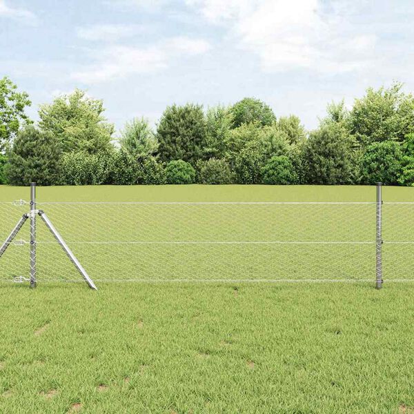 vidaXL Hegnsp&aelig;l S&oslash;lv 100 x 0,6 m (25 mm net) St&aring;l