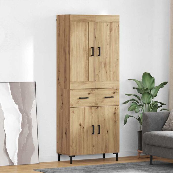 vidaXL Highboard med skuffe 2 pcs Artisan Egetr&aelig; Konstrueret tr&aelig;