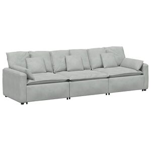 vidaXL modulsofa med hynder lysegr&aring;