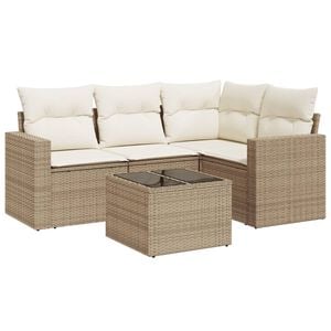 vidaXL sofas&aelig;t til haven 5 dele med hynder polyrattan beige