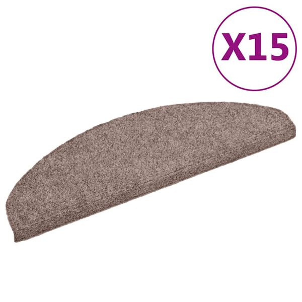 vidaXL trappem&aring;tter selvkl&aelig;bende 15 stk. 65x21x4 cm lys brune halvrund store