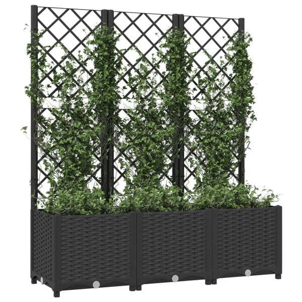 vidaXL haveplantekasse med espalier sort 120x40x136 cm PP