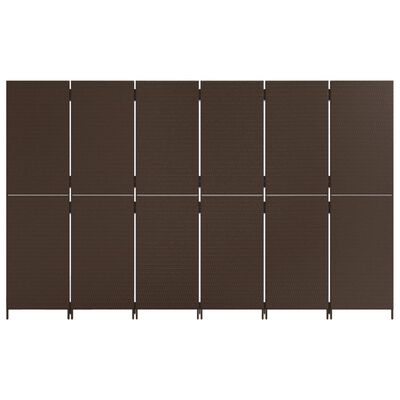 vidaXL rumdeler 6 paneler polyrattan brun