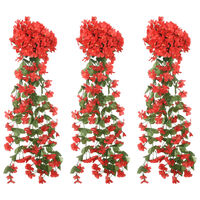 vidaXL kunstige blomsterguirlander 3 stk. 85 cm rød