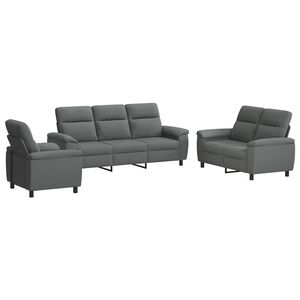 vidaXL Sofa S&aelig;t 3 pcs M&oslash;rkegr&aring; Stof