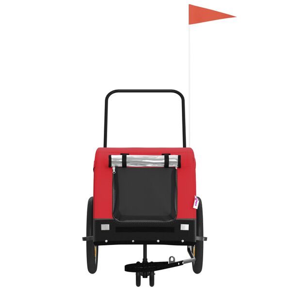 vidaXL hundetrailer til cykel oxfordstof og jern rød og sort