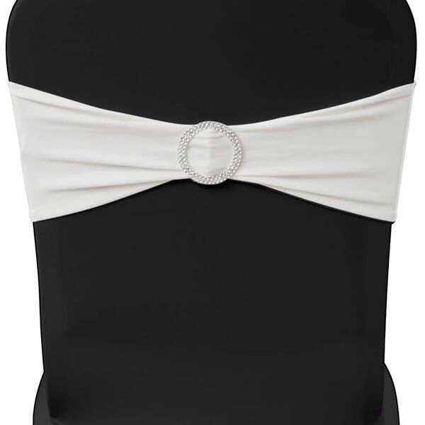 25 stk. Cremefarvede dekorative stolebånd i stræk med diamantspænde