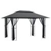 vidaXL pavillon med sidev&aelig;gge 400x300x270 cm st&aring;l antracitgr&aring;