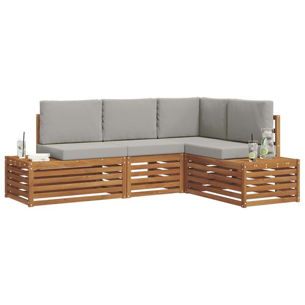 vidaXL Udend&oslash;rs sofagruppe med pude 4 Stk Naturlig og Lys Gr&aring;