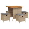 vidaXL spisebordss&aelig;t til haven 5 dele med hynder polyrattan beige