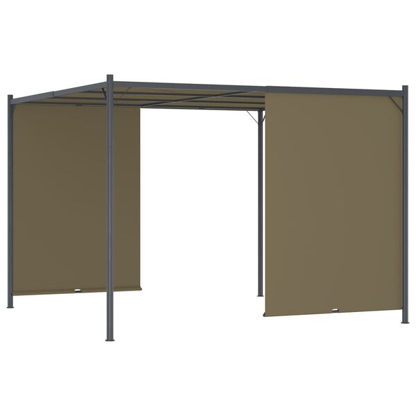 vidaXL pergola med tilbagetrækkeligt tag 3x3 m 180 g/m² gråbrun