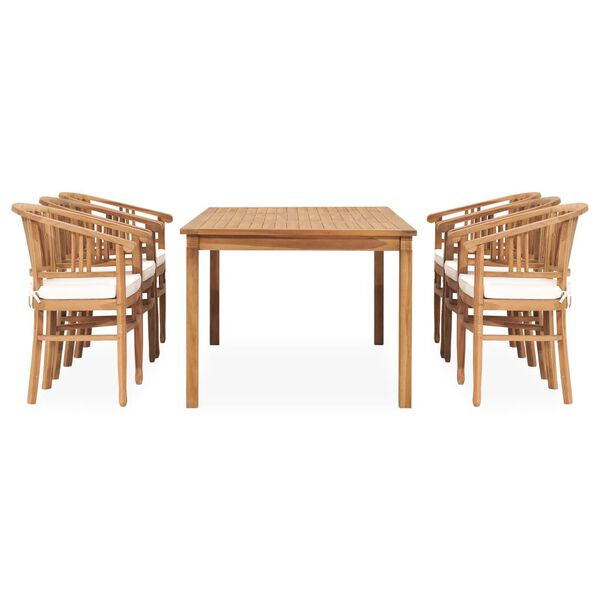 vidaXL spisebordss&aelig;t til haven 7 dele med hynder massivt teaktr&aelig;