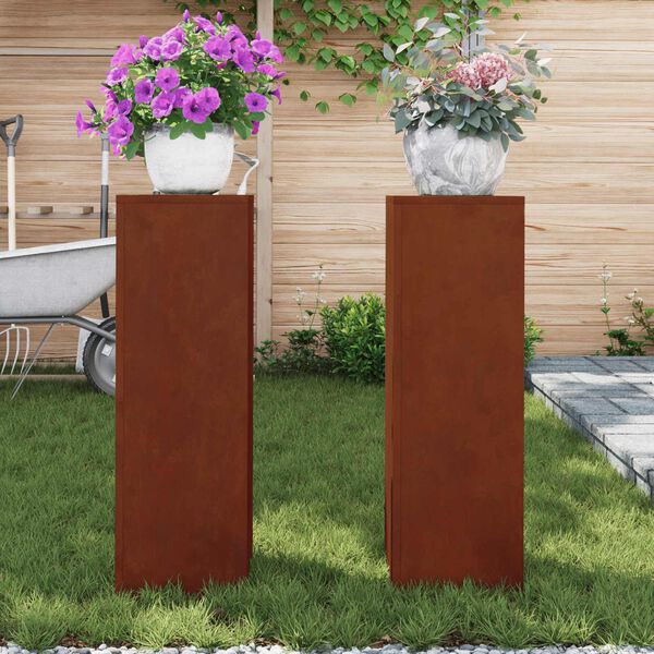 vidaXL Planteholder 2 pcs Rusten 24 x 24 x 75 cm Cortenst&aring;l