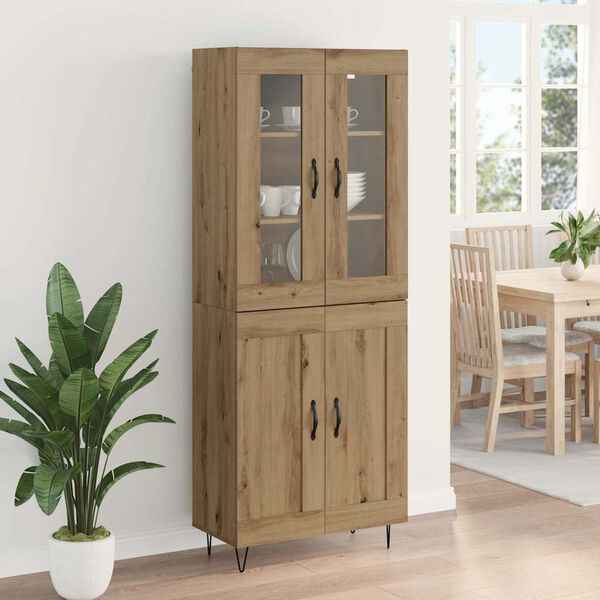 vidaXL Highboard Artisan Egetr&aelig; 69,5 x 34 x 90 cm Konstrueret tr&aelig;