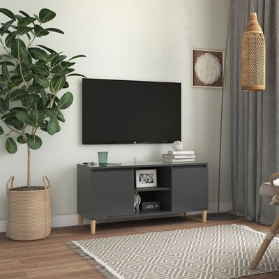 vidaXL tv-bord med massive træben 103,5x35x50 cm grå