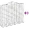 vidaXL buede gabionkurve 9 stk. 200x50x160/180 cm galvaniseret jern