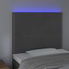 vidaXL sengegavl med LED-lys 100x5x118/128 cm fl&oslash;jl m&oslash;rkegr&aring;
