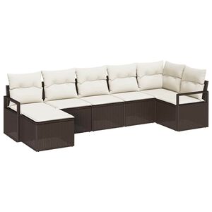 vidaXL Sofa S&aelig;t 7 pcs Brun polyrattan