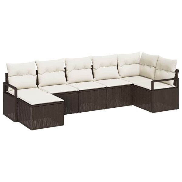 vidaXL Sofa S&aelig;t 7 pcs Brun polyrattan
