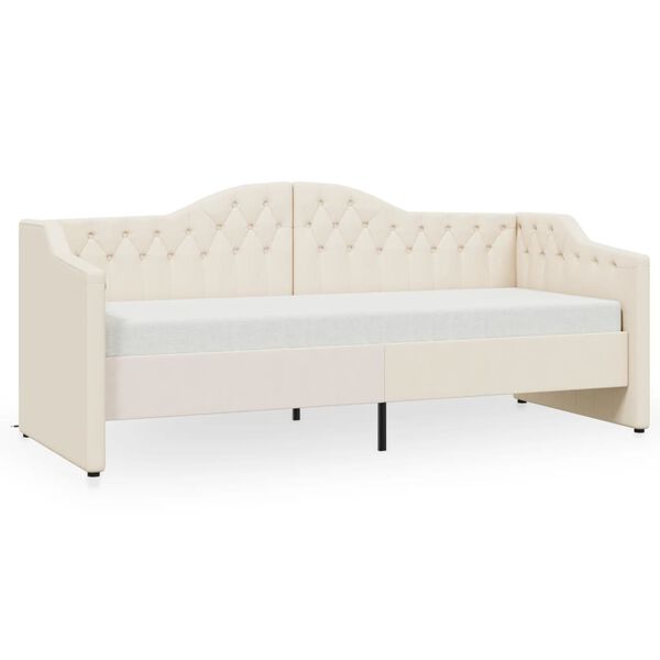 vidaXL daybed med madras og USB 90x200 cm stof cremefarvet