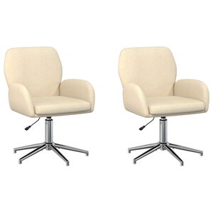 vidaXL Drejestole 2 stk. 54 x 58 x 90 cm Cremefarvet Stof
