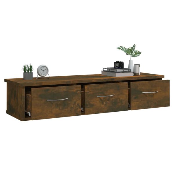 vidaXL vægskab 88x26x18,5 cm konstrueret træ røget egetræsfarve