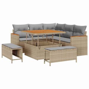 vidaXL Havesofa S&aelig;t med pude 8 pcs Beige Poly rattan