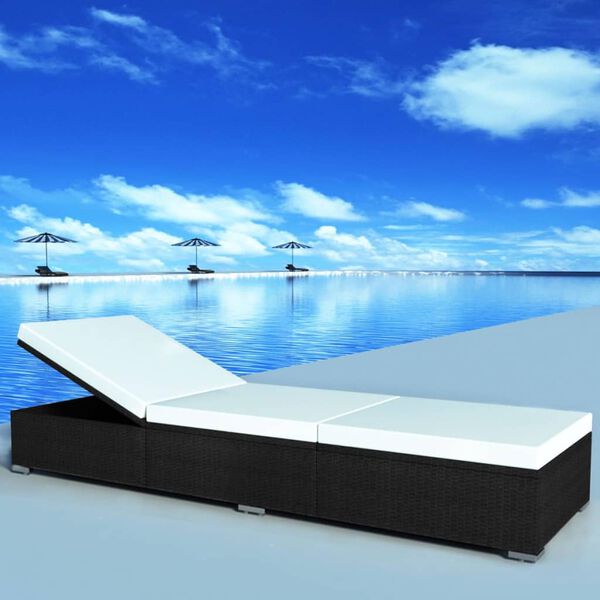 vidaXL liggestol med hynde polyrattan sort