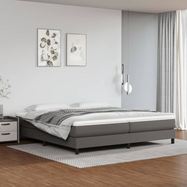 vidaXL Boxspring sengeramme 200x200 cm kunstl&aelig;der gr&aring;