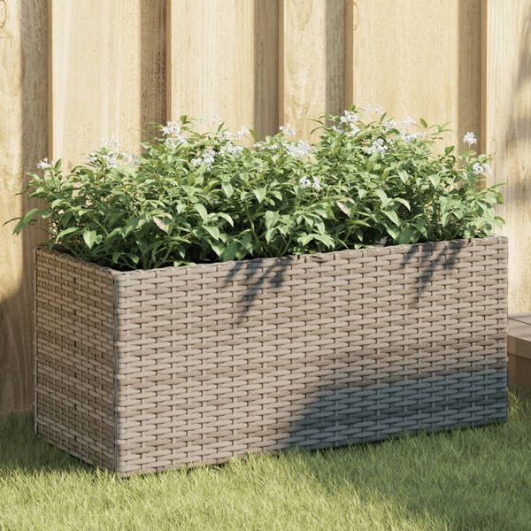 vidaXL plantekasser 2 stk. med 2 potter 72x30x32 cm polyrattan gr&aring;