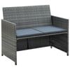 vidaXL 2-personers havesofa med hynder gr&aring; polyrattan