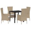 vidaXL Have Spisebordss&aelig;t med pude 5 pcs Beige polyrattan
