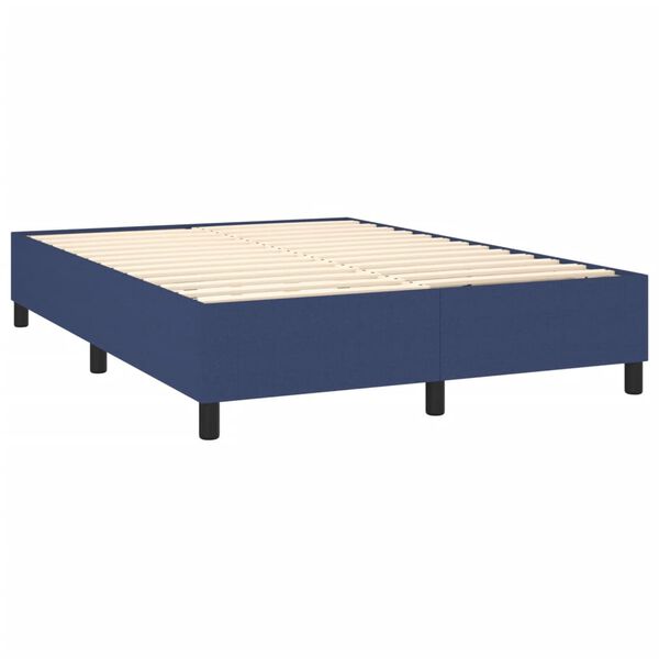 vidaXL Boxspring sengeramme 140x200 cm stof blå