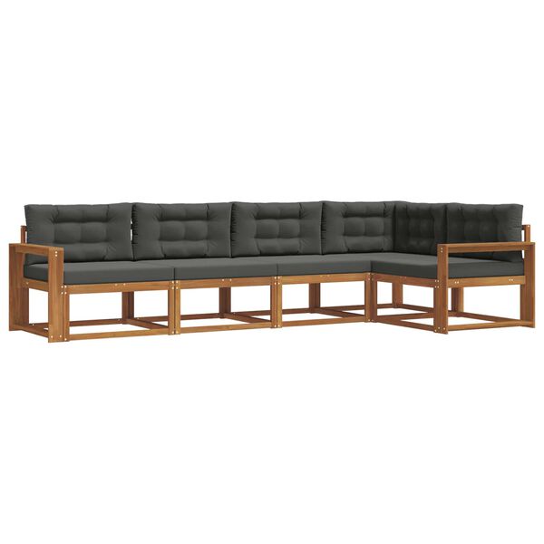 vidaXL Udend&oslash;rs sofagruppe med pude 5 pcs Naturlig og Antracit