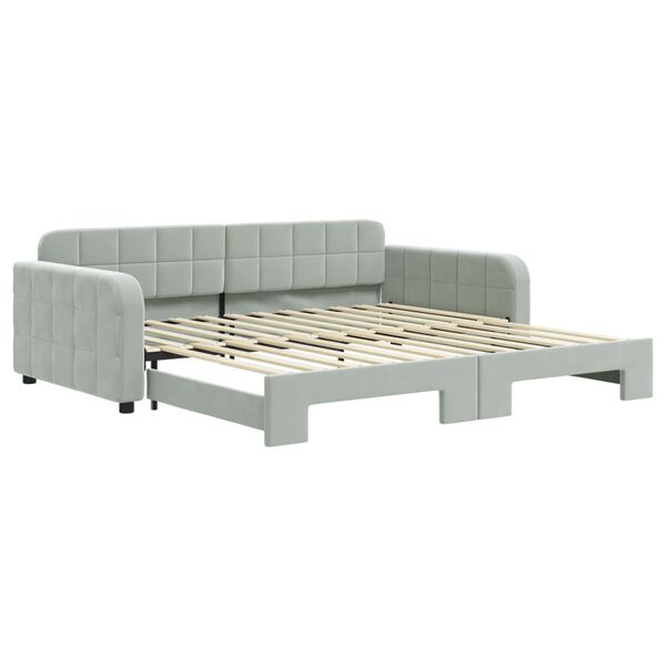 vidaXL daybed med udtr&aelig;k 100x200 cm velour lysegr&aring;