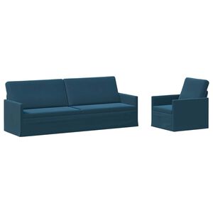 vidaXL Sofa S&aelig;t 2 pcs Bl&aring; Velour (V)