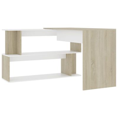 vidaXL skrivebord 200x50x76 cm konstrueret træ hvid og sonoma-eg