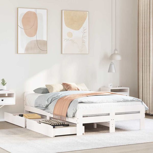 vidaXL sengeramme uden madras 120x190 cm massivt fyrretræ hvid