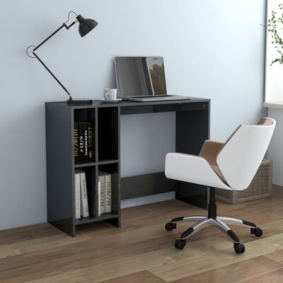 vidaXL skrivebord 102,5x35x75 cm konstrueret træ grå højglans