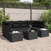vidaXL Havesofa Sæt med pude 7 pcs Sort polyrattan