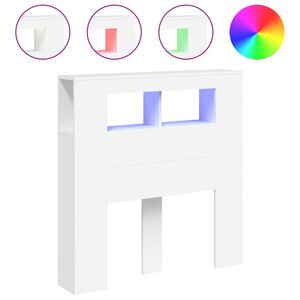 vidaXL sengegavl med LED-lys 100x18,5x103,5 cm konstrueret tr&aelig; hvid